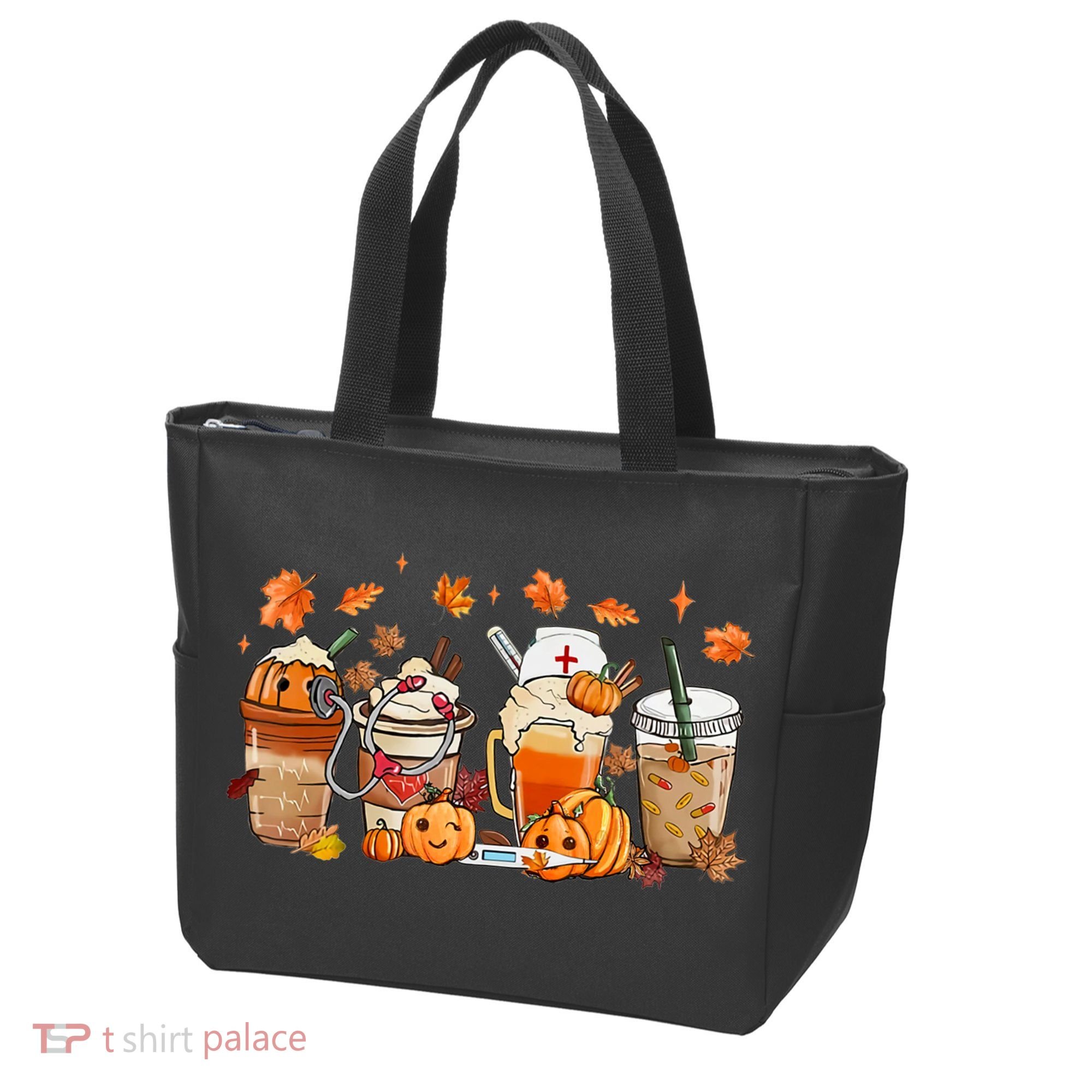 Happy Fall Coffee Latte Cups Stethoscope Nurse Tote Bag