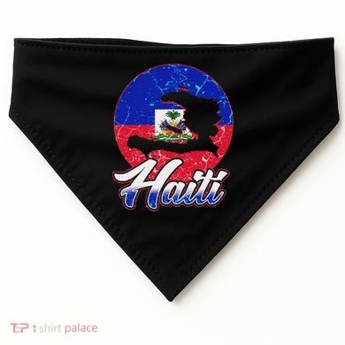 Haiti Flag Caribbean Pride Holiday USA-Made Doggie Bandana
