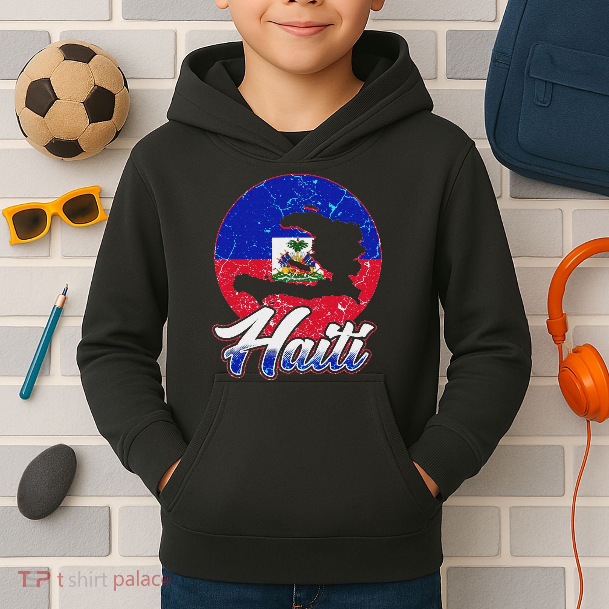 Haiti Flag Caribbean Pride Holiday Kids Hoodie