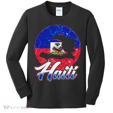 Haiti Flag Caribbean Pride Holiday Kids Long Sleeve Shirt