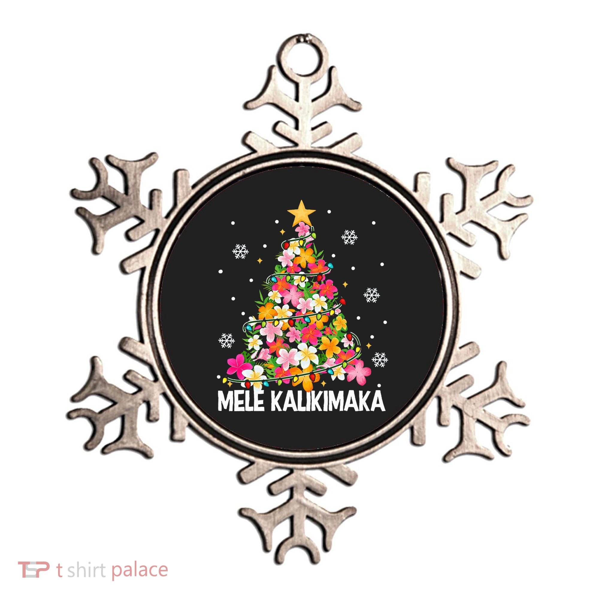 Hawaiian Floral Christmas Tree Mele Kalikimaka Tropical Xmas Ornament