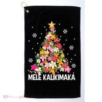 Hawaiian Floral Christmas Tree Mele Kalikimaka Tropical Xmas Golf Towel thumb 0