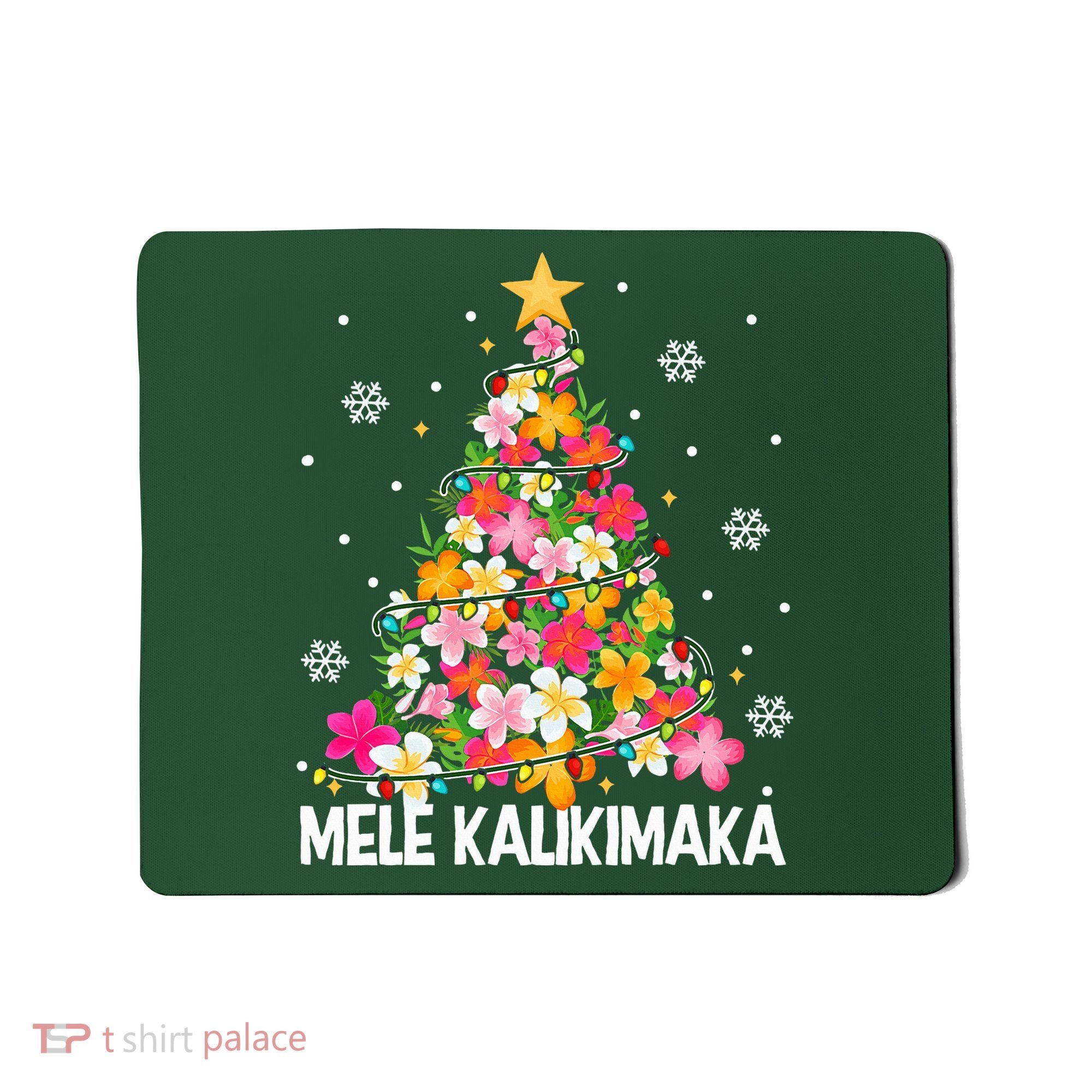 Hawaiian Floral Christmas Tree Mele Kalikimaka Tropical Xmas Mousepad