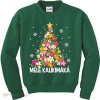 Hawaiian Floral Christmas Tree Mele Kalikimaka Tropical Xmas Kids Sweatshirt thumb 0