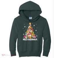 Hawaiian Floral Christmas Tree Mele Kalikimaka Tropical Xmas Kids Hoodie thumb 0