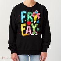 Happy Friyay Coquette Bow Friday Weekend Teacher Women's Sweatshirt thumb 0