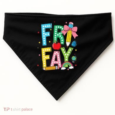 Happy Friyay Coquette Bow Friday Weekend Teacher USA-Made Doggie Bandana