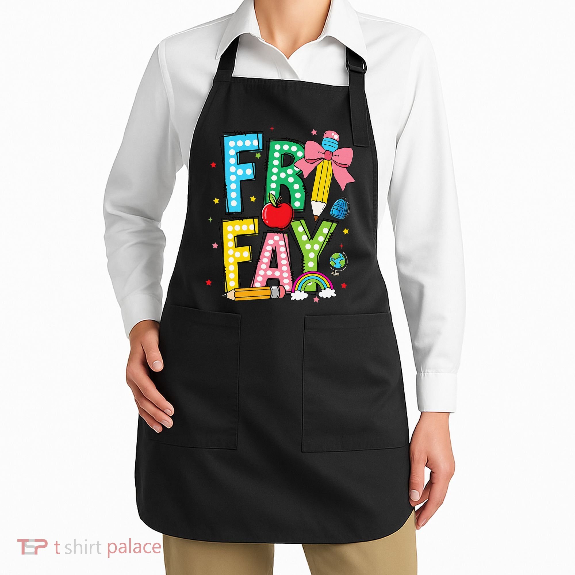 Happy Friyay Coquette Bow Friday Weekend Teacher Apron