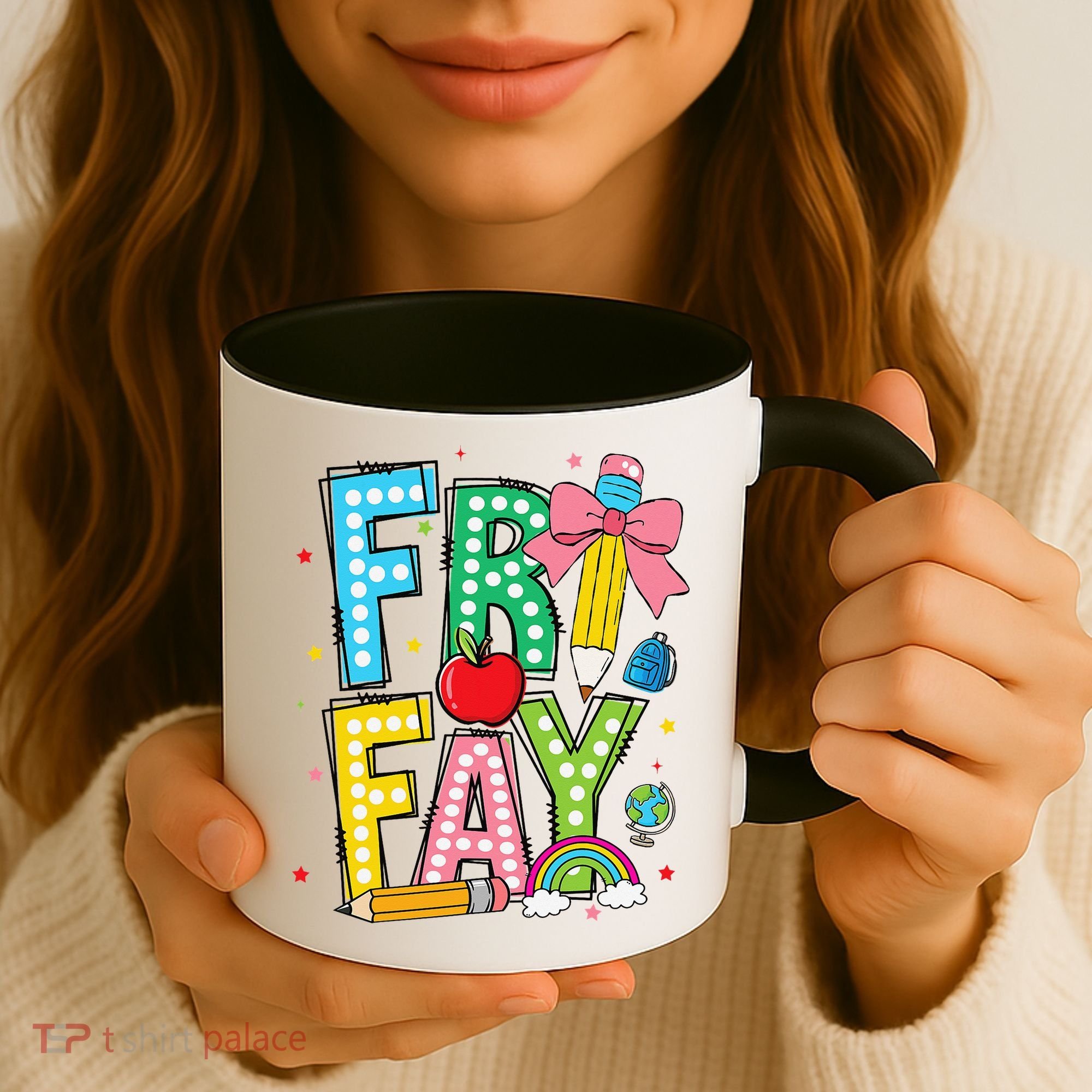 Happy Friyay Coquette Bow Friday Weekend Teacher Coffee Mug