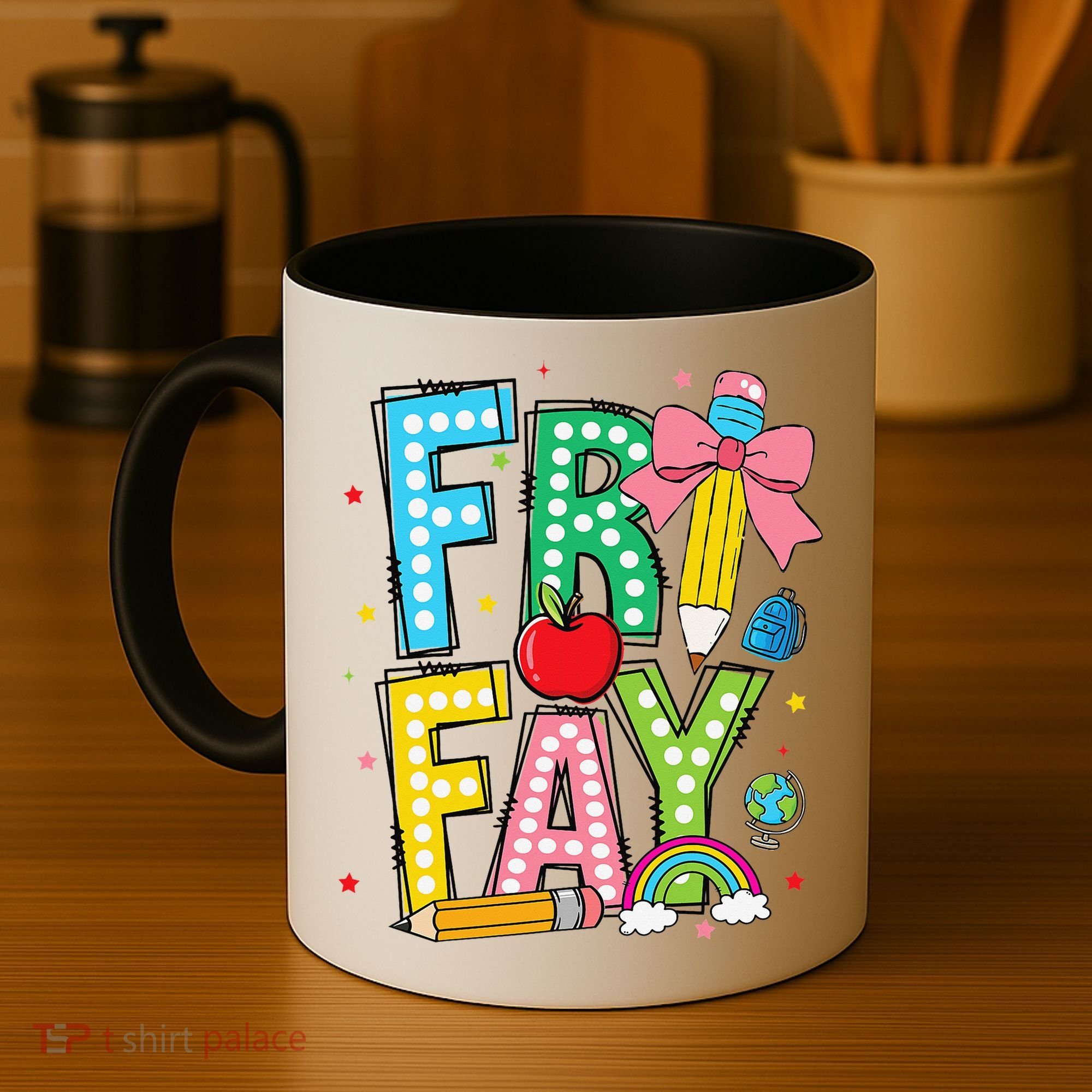 Happy Friyay Coquette Bow Friday Weekend Teacher Coffee Mug