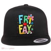 Happy Friyay Coquette Bow Friday Weekend Teacher Flat Bill Trucker Hat thumb 0
