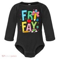 Happy Friyay Coquette Bow Friday Weekend Teacher Baby Long Sleeve Bodysuit thumb 0
