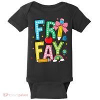 Happy Friyay Coquette Bow Friday Weekend Teacher Baby Bodysuit thumb 0