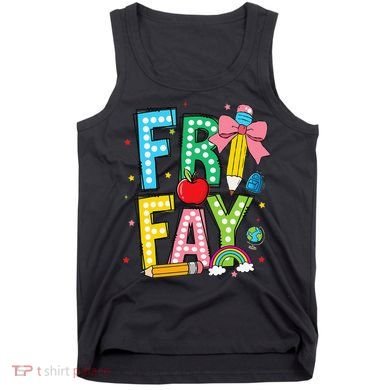 Happy Friyay Coquette Bow Friday Weekend Teacher Tank Top