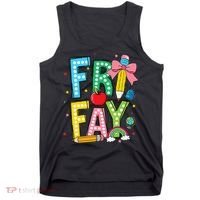 Happy Friyay Coquette Bow Friday Weekend Teacher Tank Top thumb 0