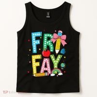 Happy Friyay Coquette Bow Friday Weekend Teacher Tank Top thumb 2