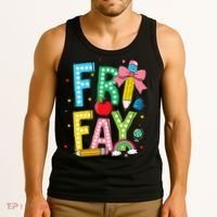 Happy Friyay Coquette Bow Friday Weekend Teacher Tank Top thumb 3