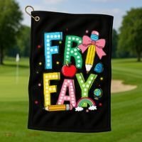 Happy Friyay Coquette Bow Friday Weekend Teacher Golf Towel thumb 1