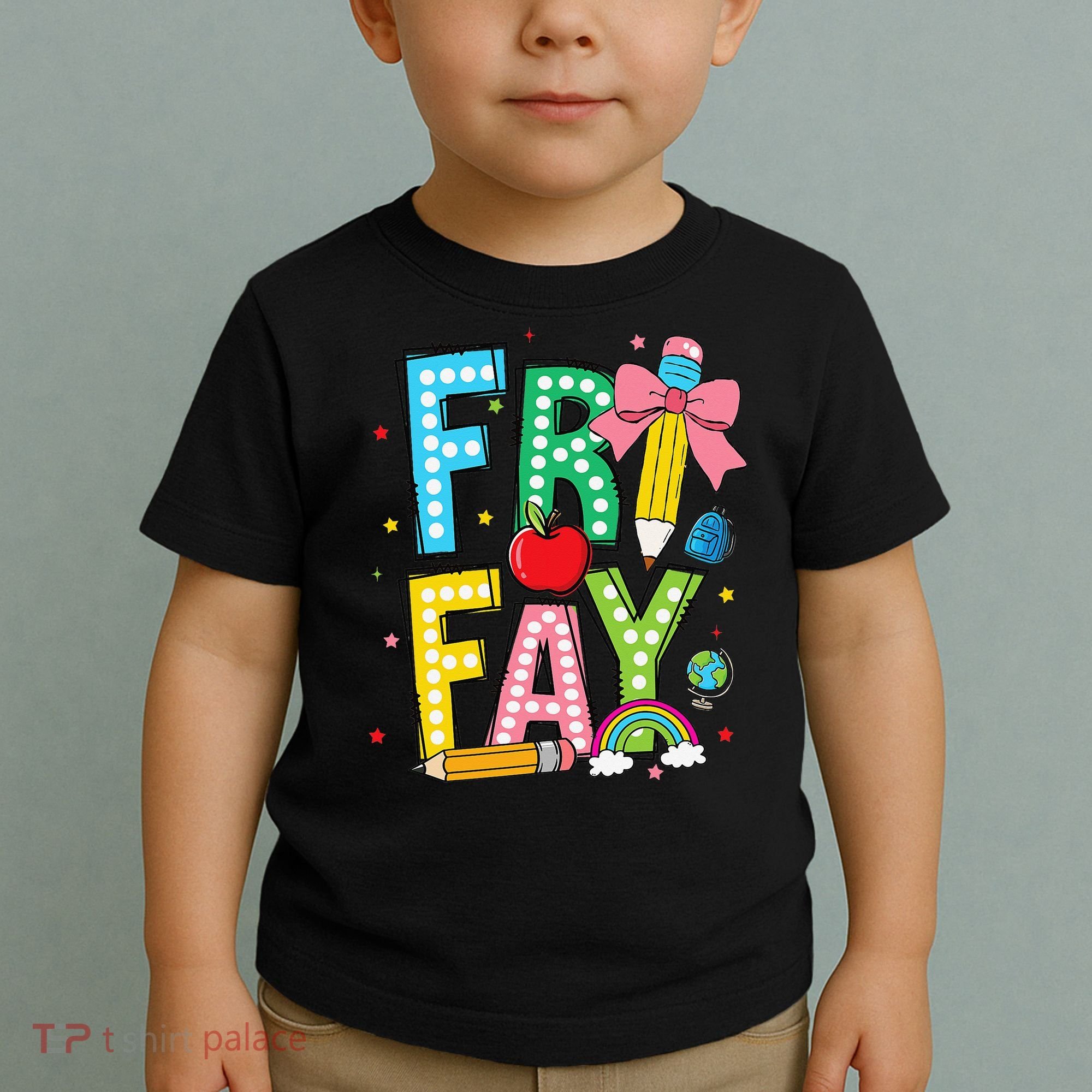 Happy Friyay Coquette Bow Friday Weekend Teacher Toddler T-Shirt