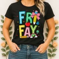 Happy Friyay Coquette Bow Friday Weekend Teacher Women's T-Shirt thumb 2