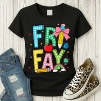 Happy Friyay Coquette Bow Friday Weekend Teacher Women's T-Shirt thumb 3