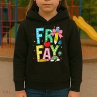 Happy Friyay Coquette Bow Friday Weekend Teacher Kids Hoodie thumb 3