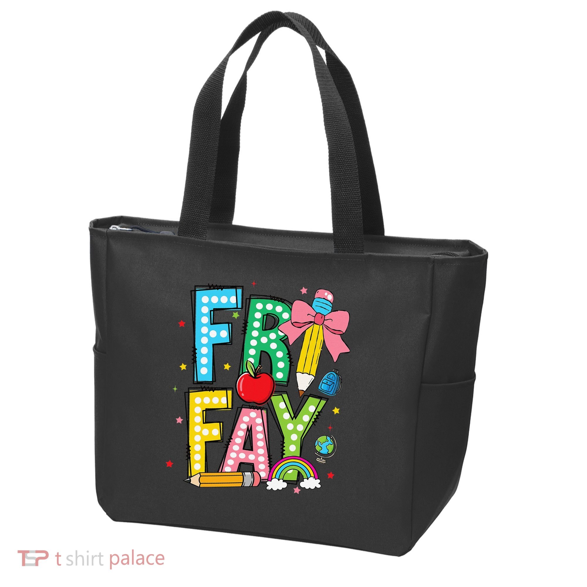 Happy Friyay Coquette Bow Friday Weekend Teacher Tote Bag