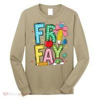Happy Friyay Coquette Bow Friday Weekend Teacher Long Sleeve Shirt thumb 0