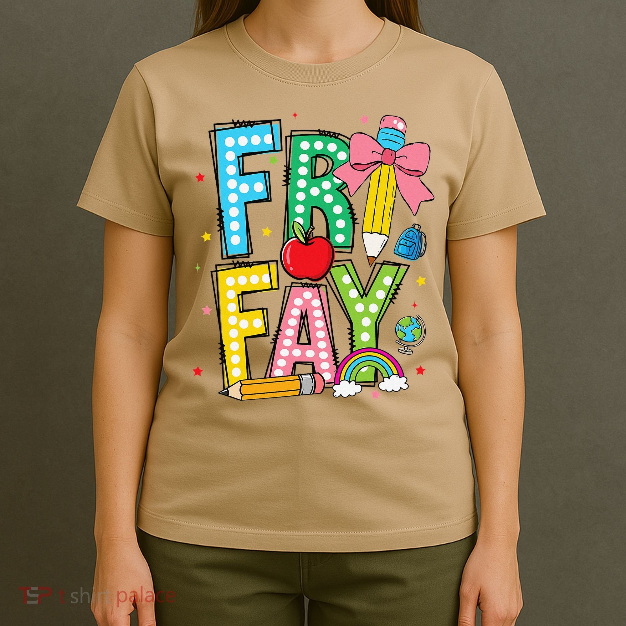 Happy Friyay Coquette Bow Friday Weekend Teacher T-Shirt