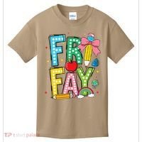 Happy Friyay Coquette Bow Friday Weekend Teacher Kids T-Shirt thumb 0