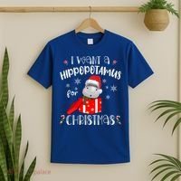 Hippopotamus For Christmas Matching Xmas Hippo Pajama Gift T-Shirt thumb 2
