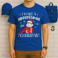 Hippopotamus For Christmas Matching Xmas Hippo Pajama Gift T-Shirt thumb 6