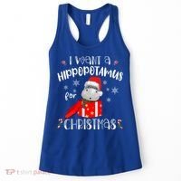 Hippopotamus For Christmas Matching Xmas Hippo Pajama Gift Women's Tank Top thumb 0