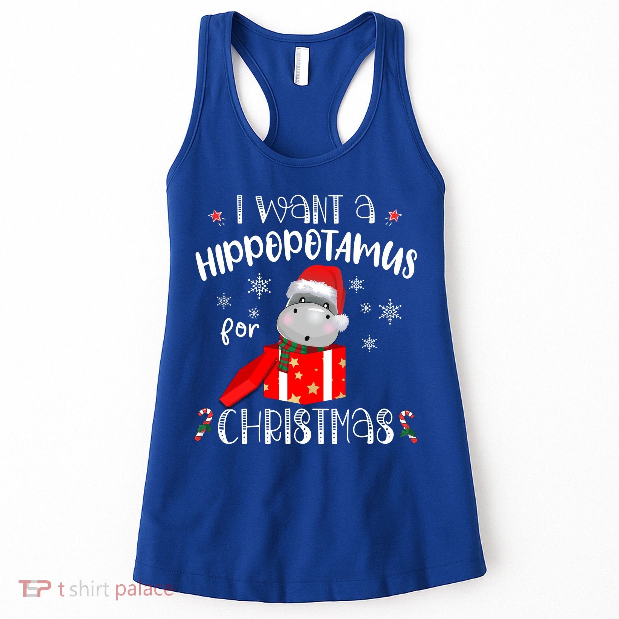 Hippopotamus For Christmas Matching Xmas Hippo Pajama Gift Women's Tank Top