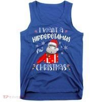 Hippopotamus For Christmas Matching Xmas Hippo Pajama Gift Tank Top thumb 0