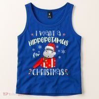 Hippopotamus For Christmas Matching Xmas Hippo Pajama Gift Tank Top thumb 2