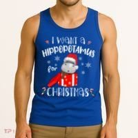 Hippopotamus For Christmas Matching Xmas Hippo Pajama Gift Tank Top thumb 3