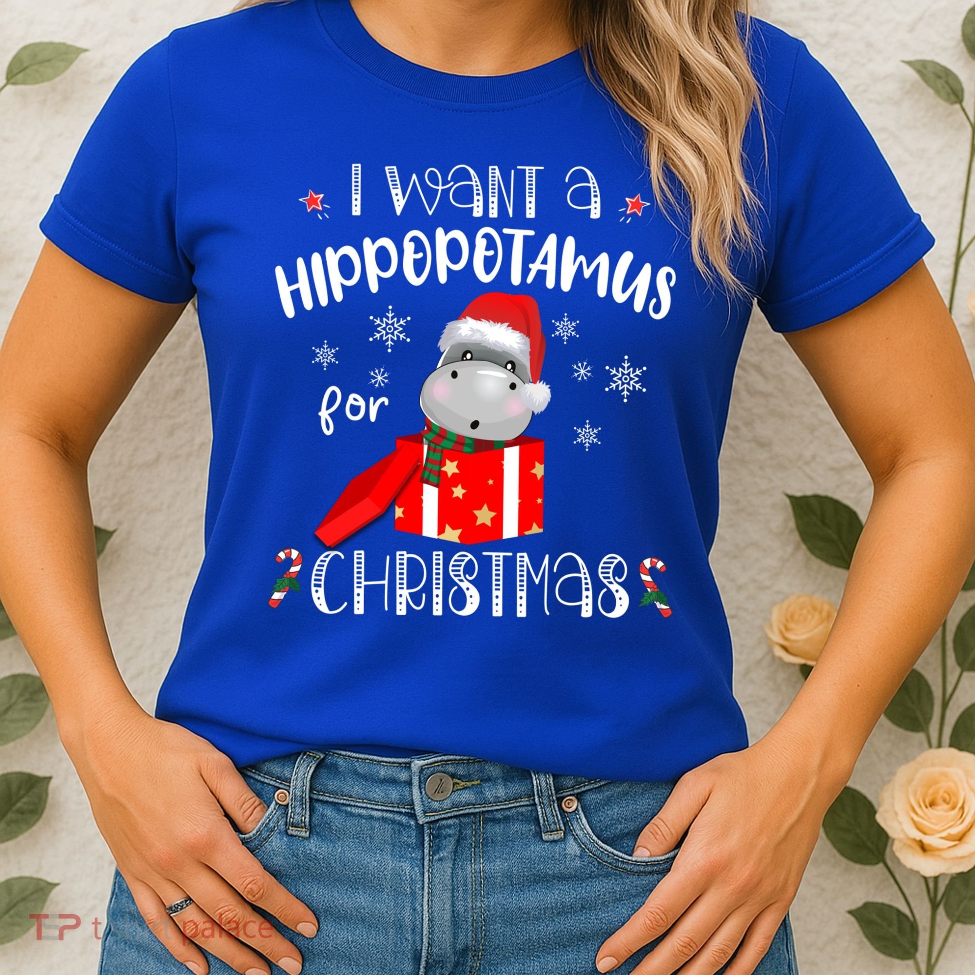 Hippopotamus For Christmas Matching Xmas Hippo Pajama Gift Women's T-Shirt
