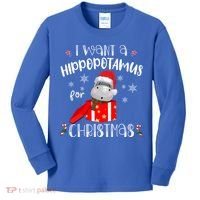 Hippopotamus For Christmas Matching Xmas Hippo Pajama Gift Kids Long Sleeve Shirt thumb 0