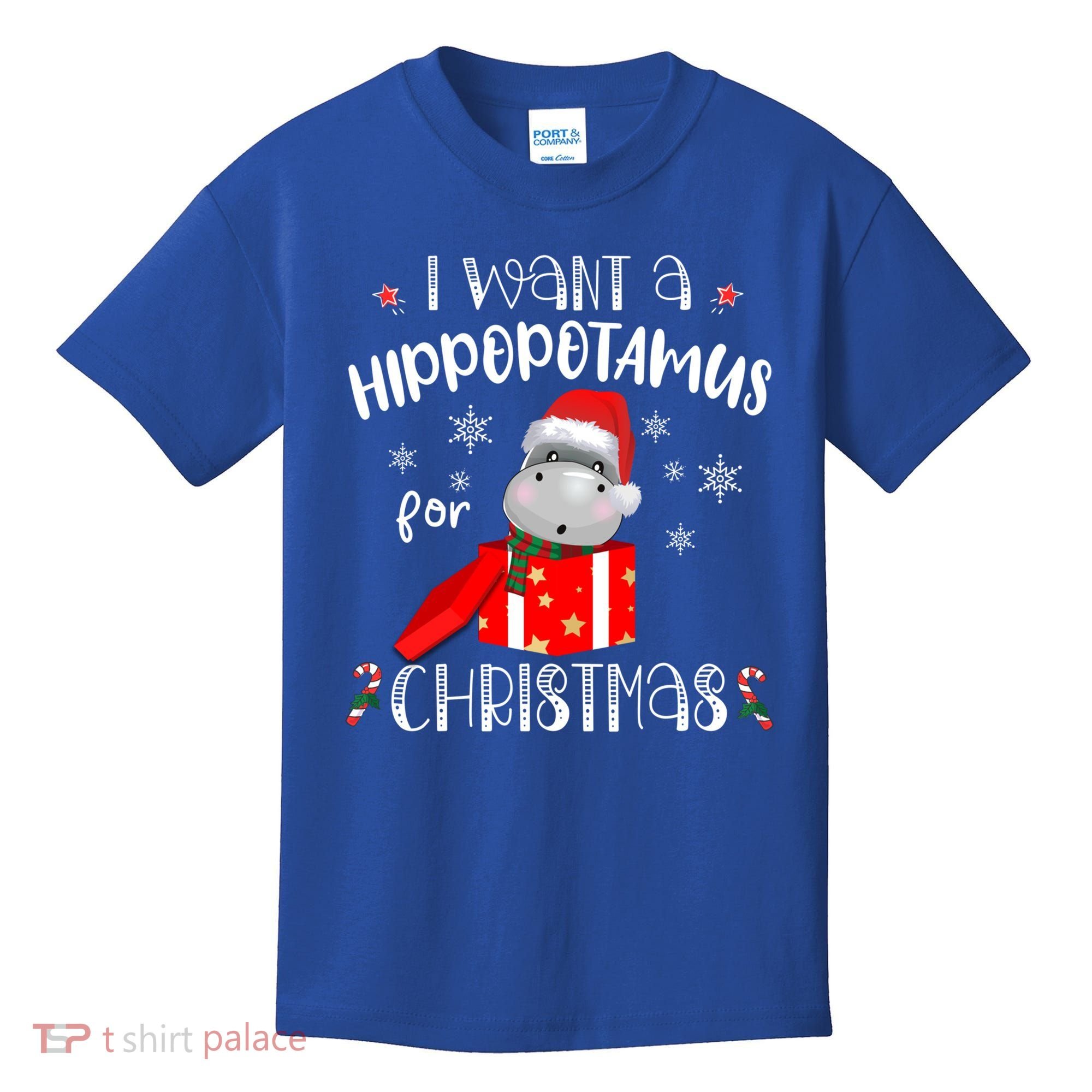 Hippopotamus For Christmas Matching Xmas Hippo Pajama Gift Kids T-Shirt