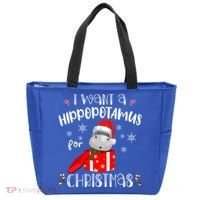 Hippopotamus For Christmas Matching Xmas Hippo Pajama Gift Tote Bag thumb 0