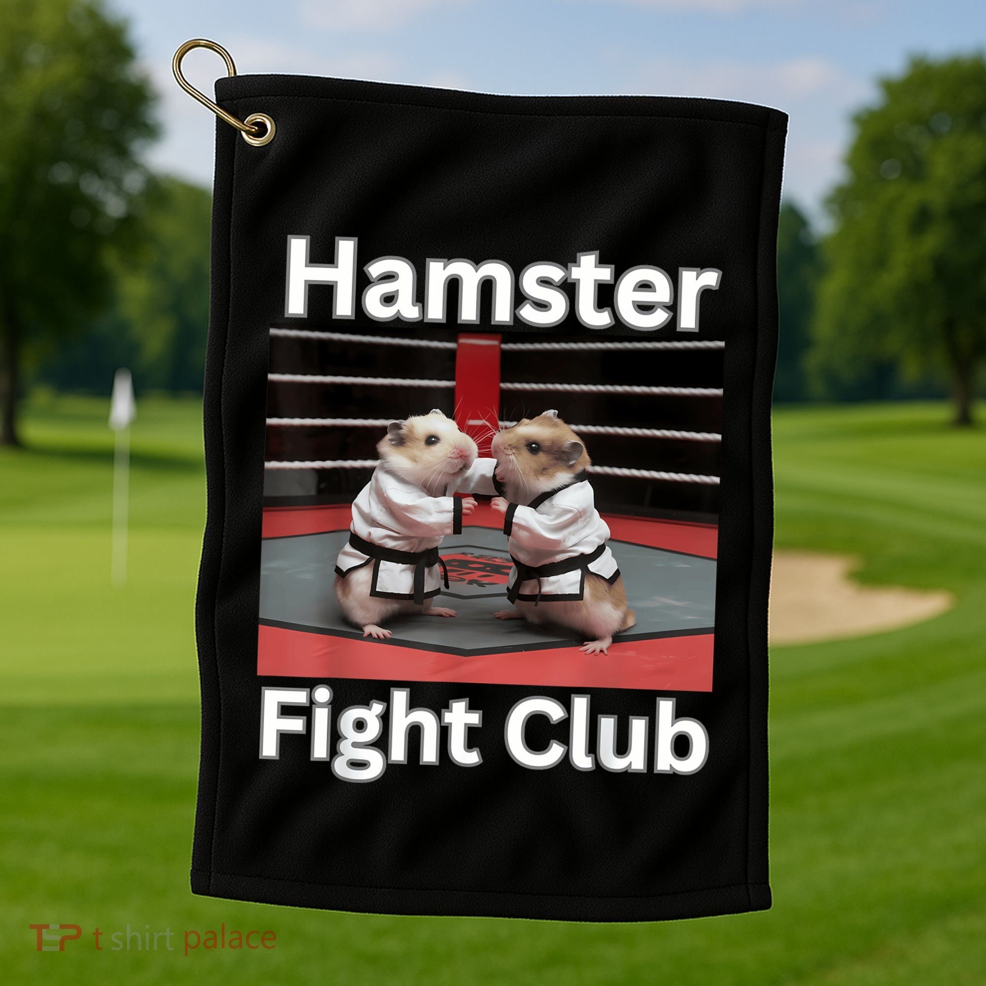 Hamster Fight Club Funny Government Waste Golf Towel