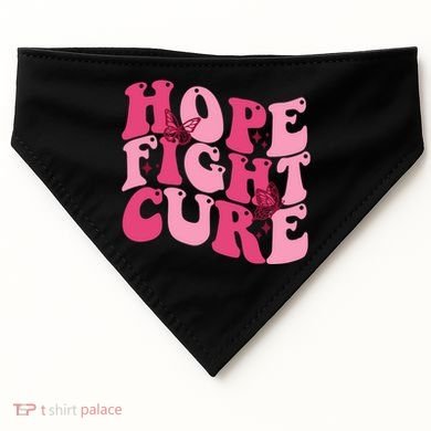 Hope Fight Cure Breast Cancer Butterfly Awareness USA-Made Doggie Bandana