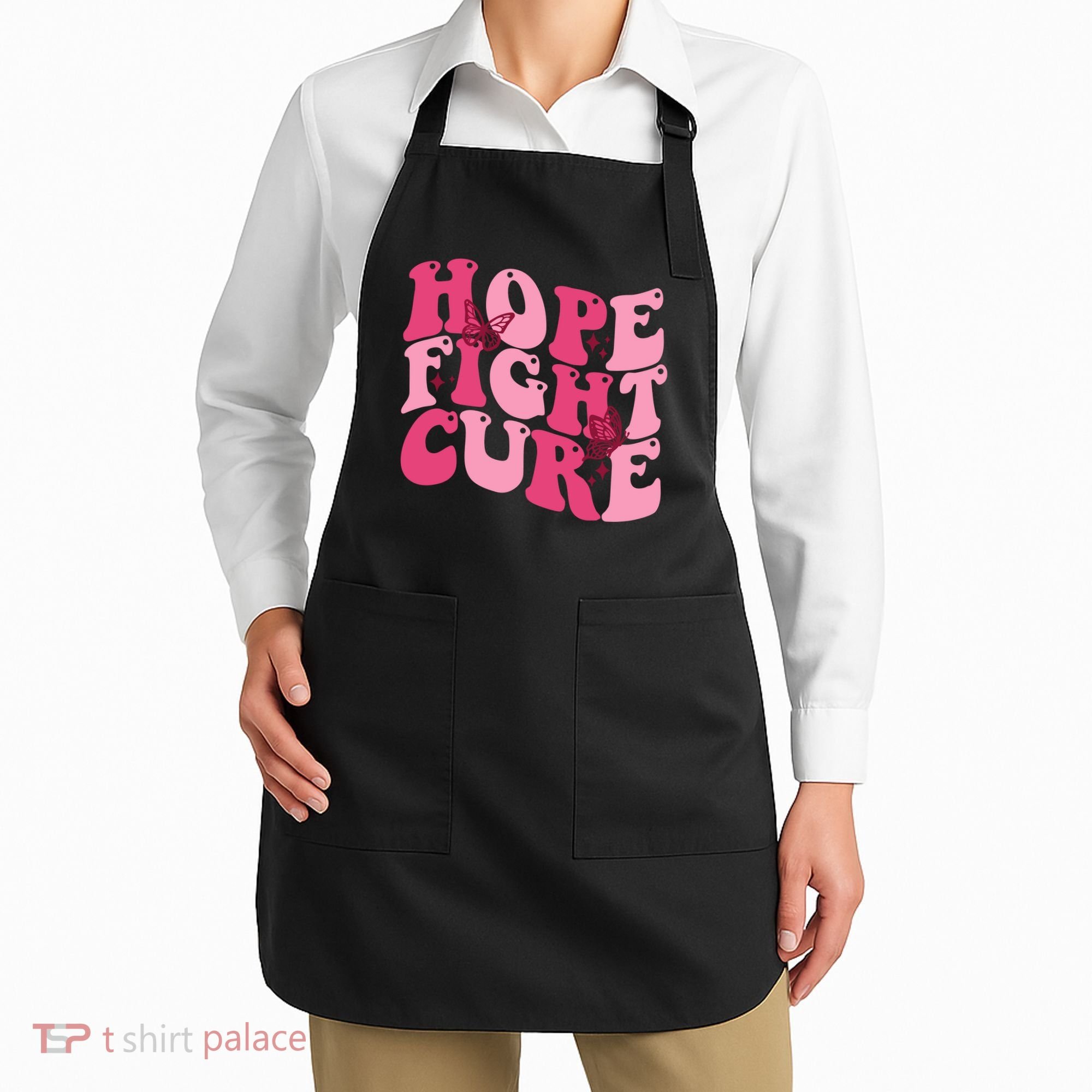 Hope Fight Cure Breast Cancer Butterfly Awareness Apron