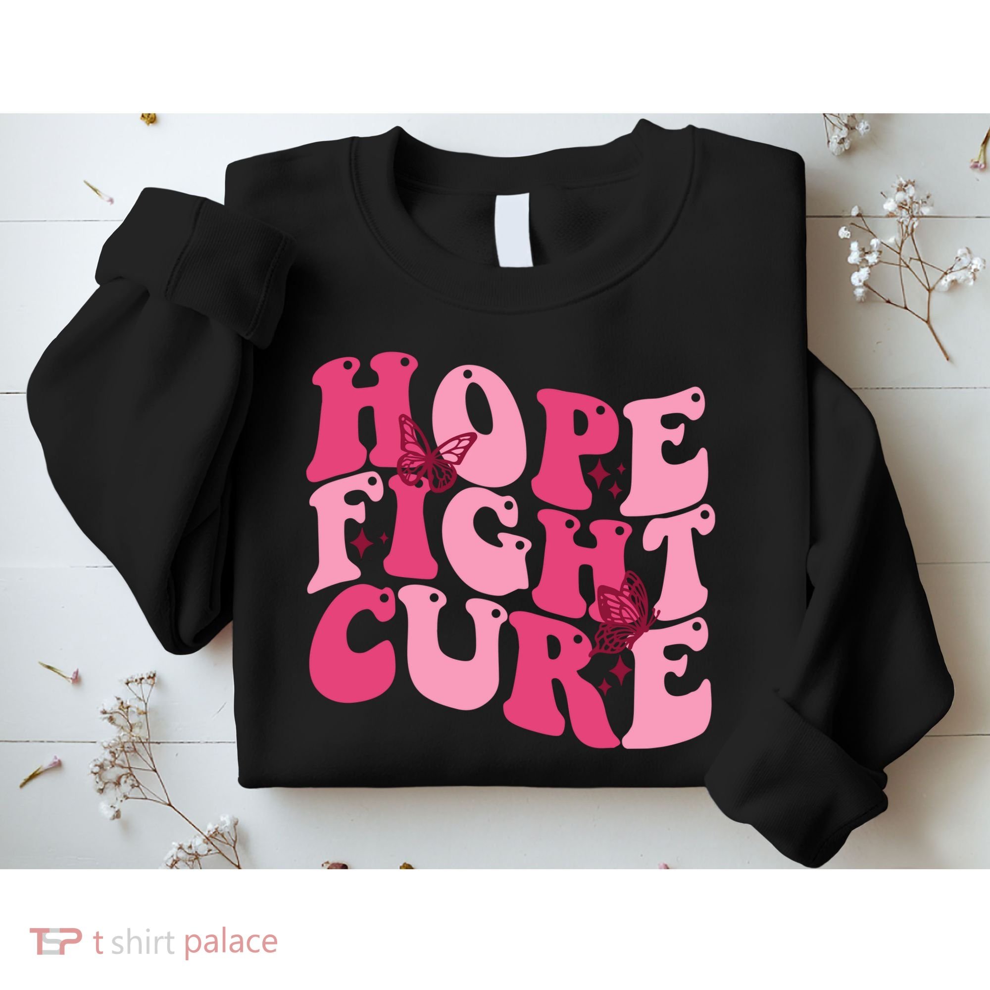 Hope Fight Cure Breast Cancer Butterfly Awareness Sweatshirt
