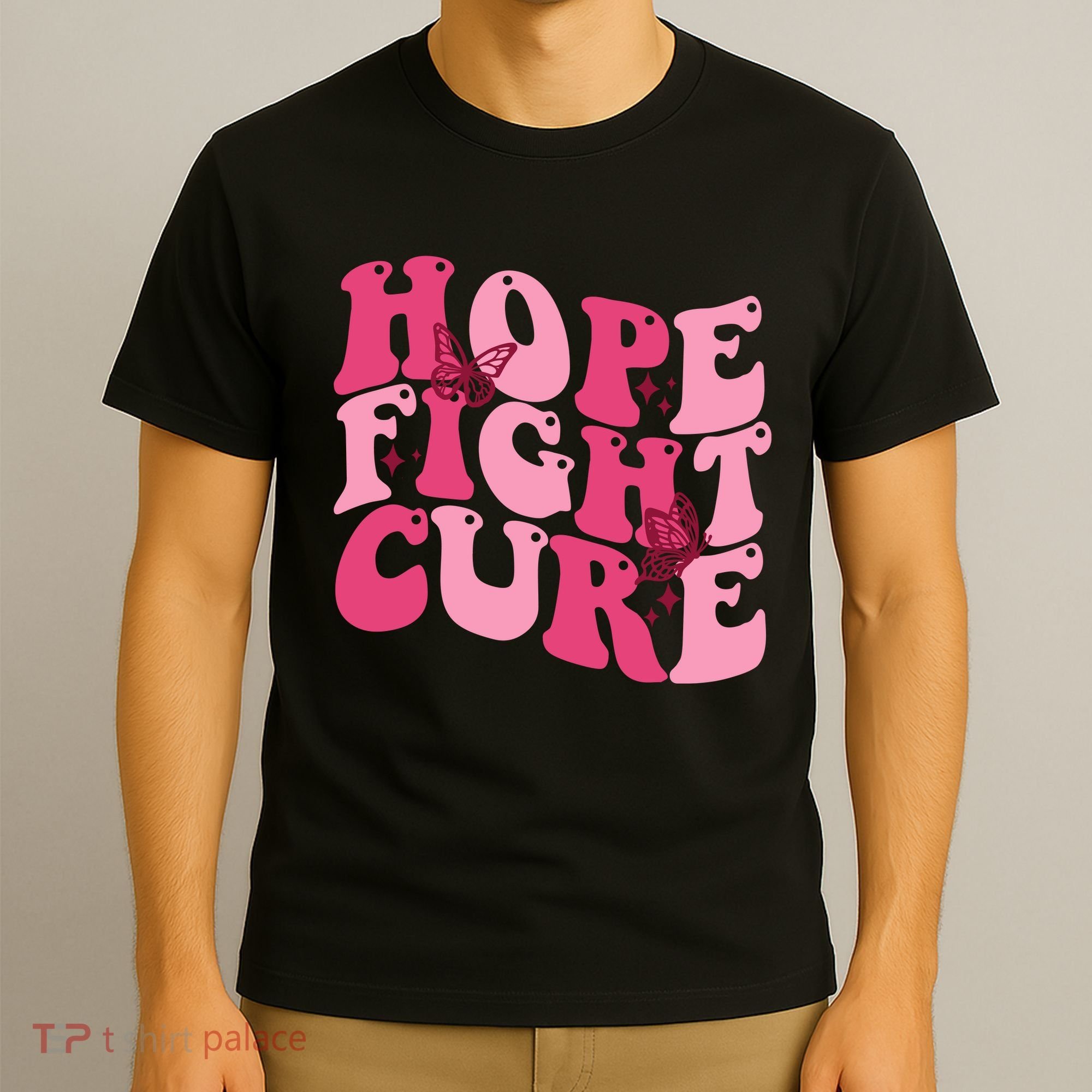 Hope Fight Cure Breast Cancer Butterfly Awareness T-Shirt