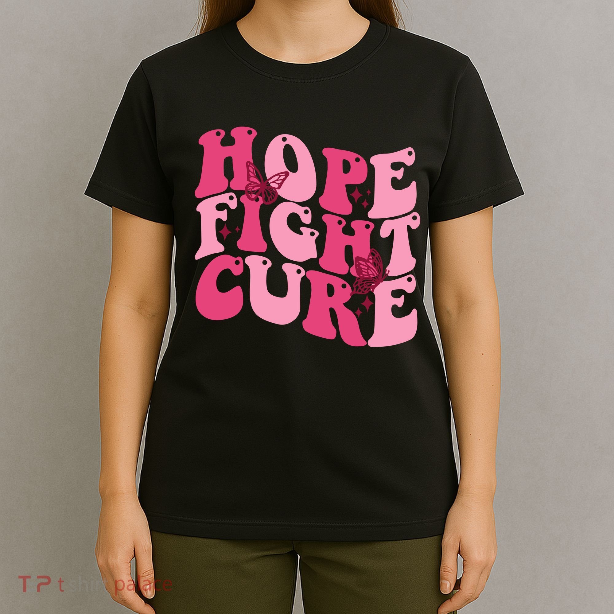 Hope Fight Cure Breast Cancer Butterfly Awareness T-Shirt