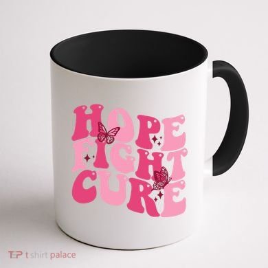 Hope Fight Cure Breast Cancer Butterfly Awareness Coffee Mug back