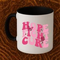 Hope Fight Cure Breast Cancer Butterfly Awareness Coffee Mug thumb 2