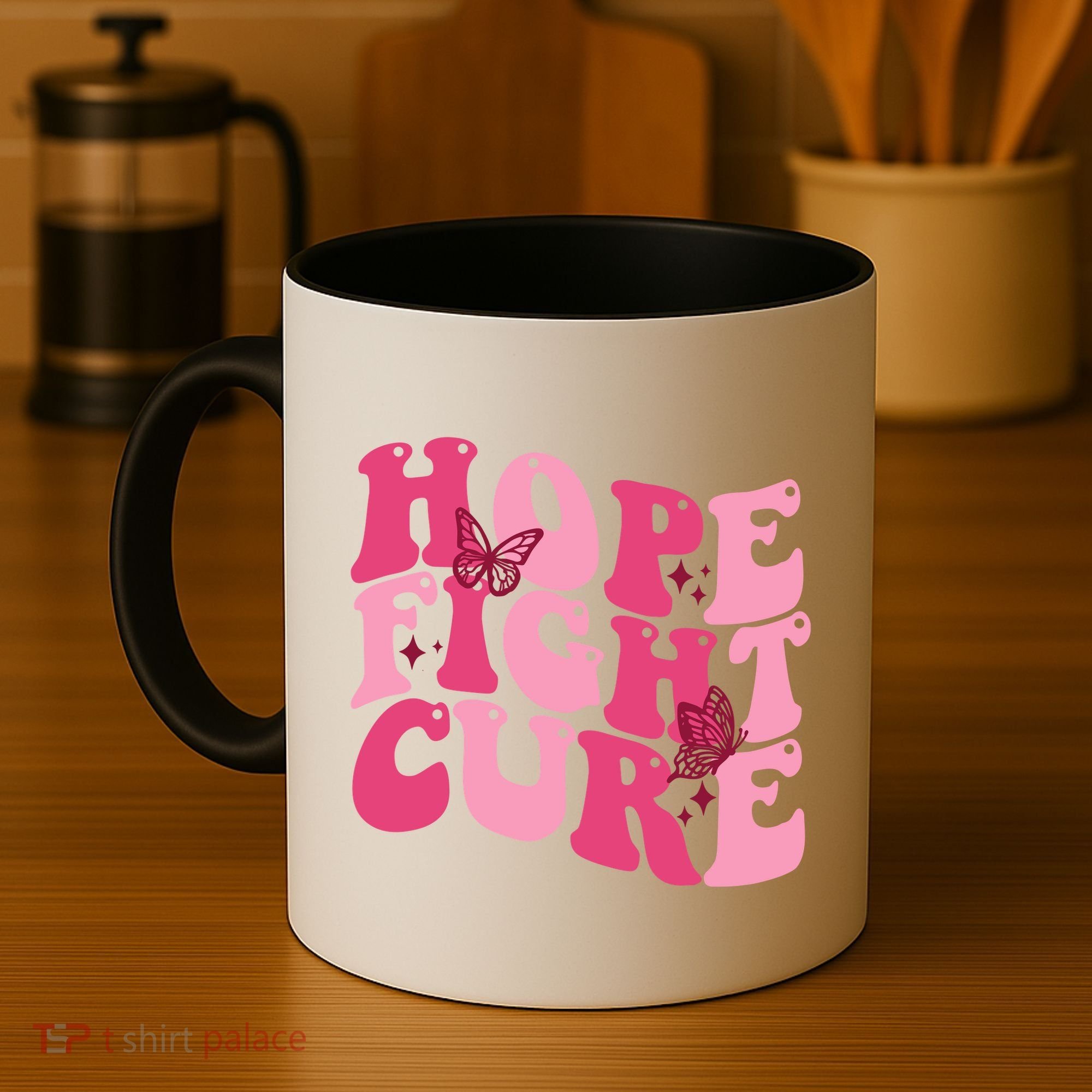 Hope Fight Cure Breast Cancer Butterfly Awareness Coffee Mug